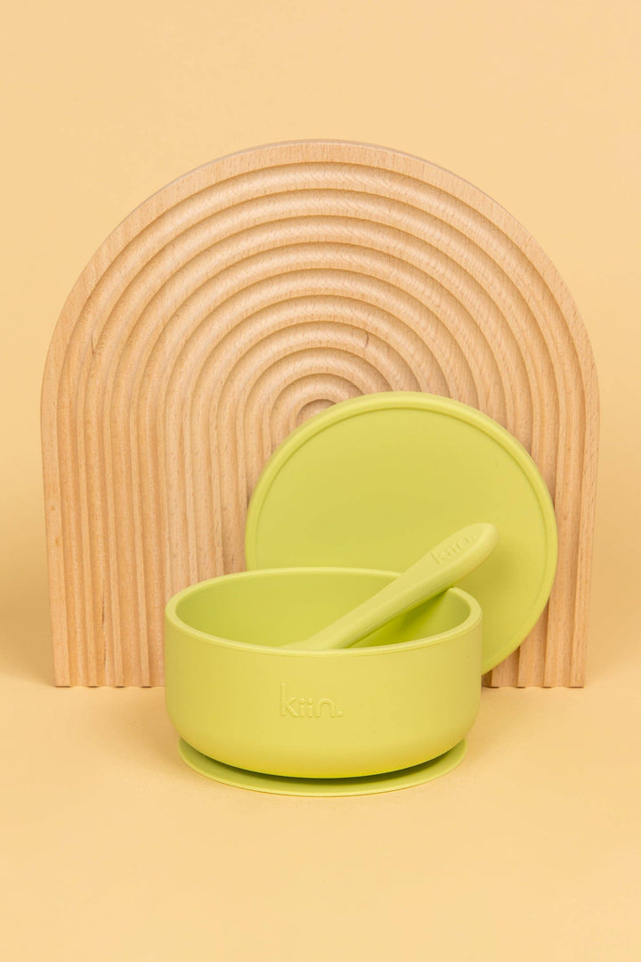 Silicone Suction Bowl with lid + Spoon Set