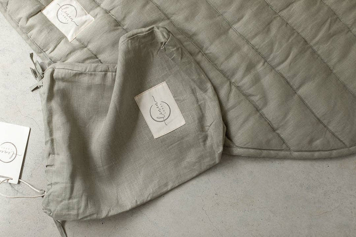 Soft Sage & Pinstripe - French Linen Baby Play Mat