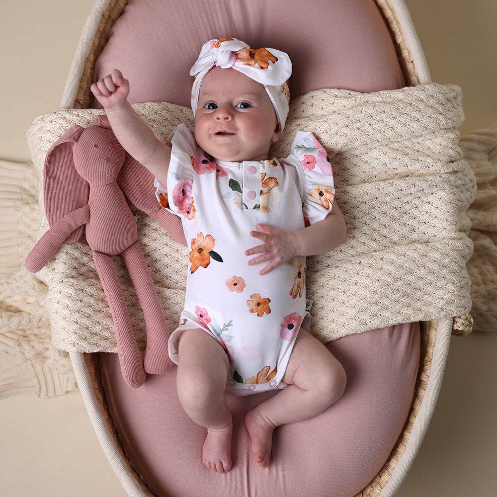 Poppy Short Sleeve Organic Bodysuit with Frill