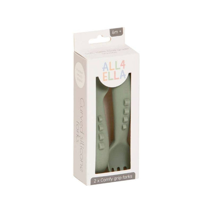 Curved Silicone Forks 2pk - Olive