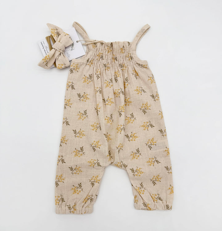 Elsie Mustard Bloom Romper Jumpsuit