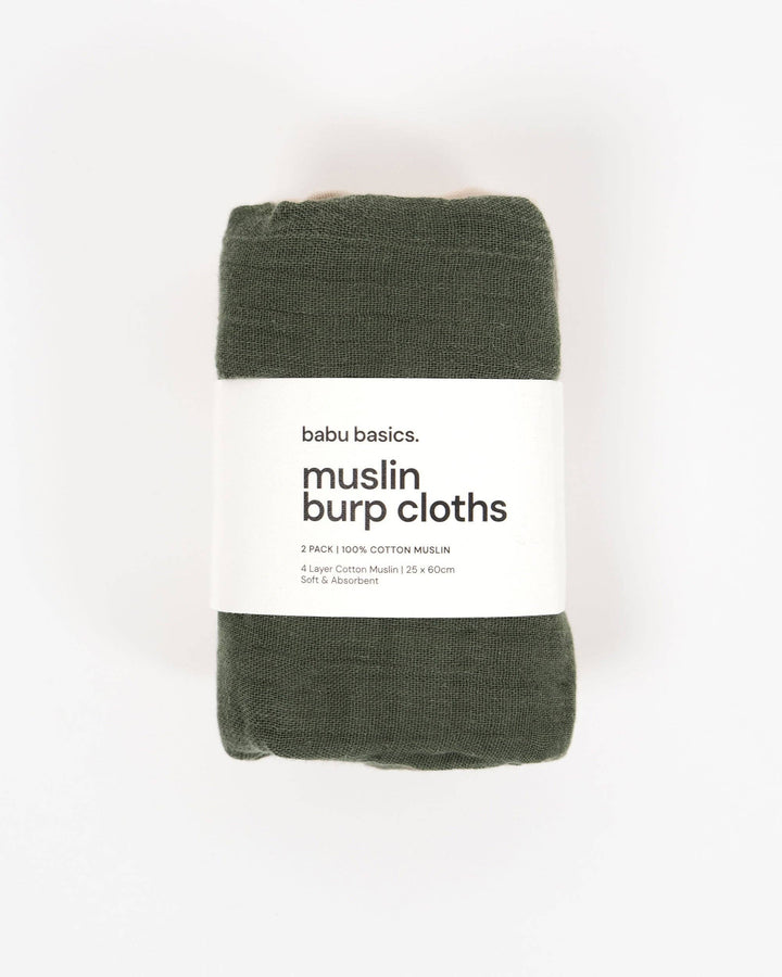 Muslin Burp Cloth Set (2 pack) - Moss