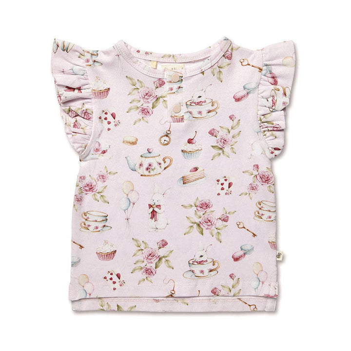 Alice's Tea Party Organic Short Sleeve Top with Frill