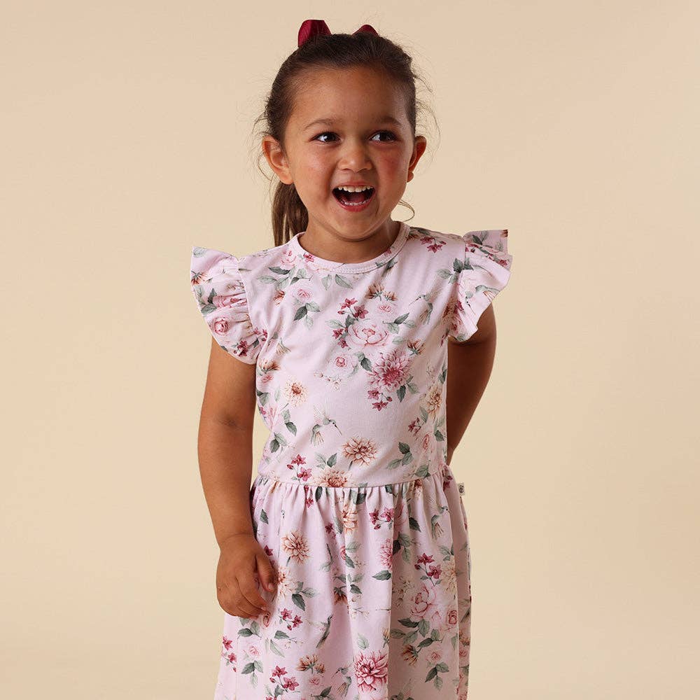 Birds & Blooms Short Sleeve Organic Dress