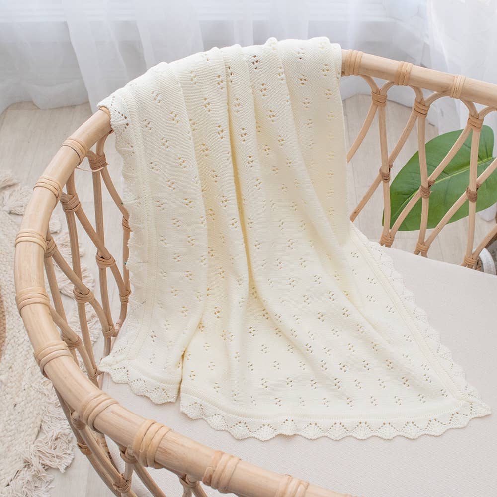 Bamboo/Cotton Heirloom Baby Blanket - Blush