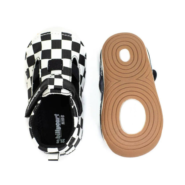 *NEW STYLE* RACER black and white checkered baby and toddler unisex sandals