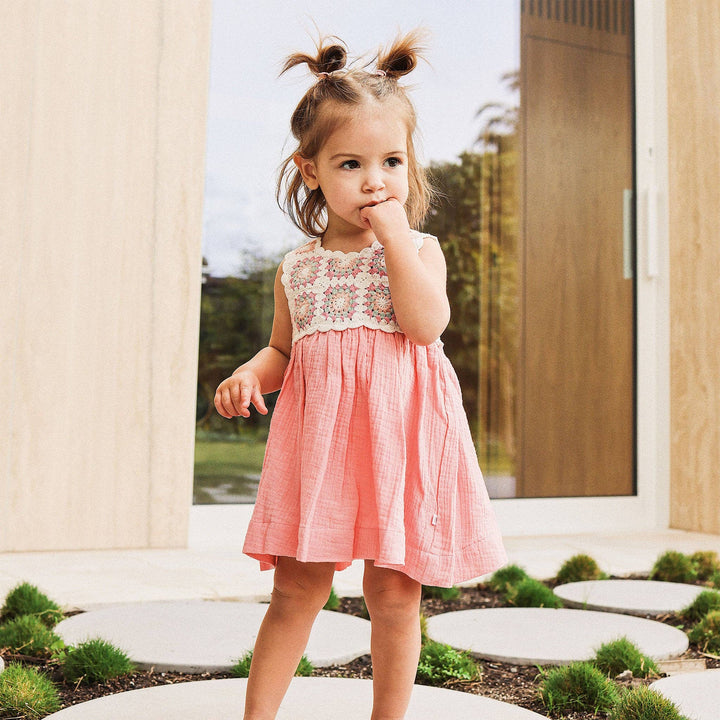 Crochet Woven Dress - Strawberry