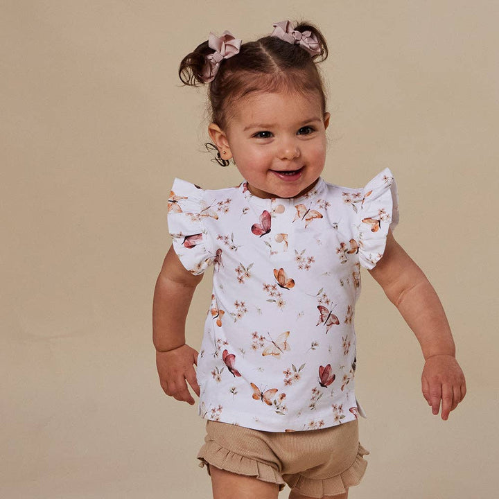 Butterfly Organic Short Sleeve Top with Frill