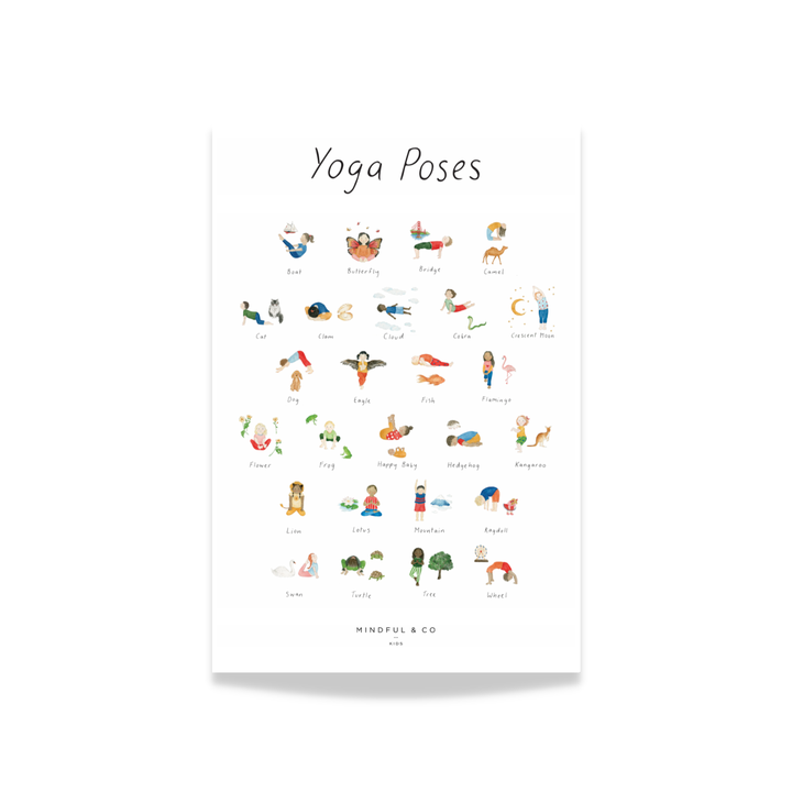 Yoga Poses Poster for Kids – Mindfulness Wall Print