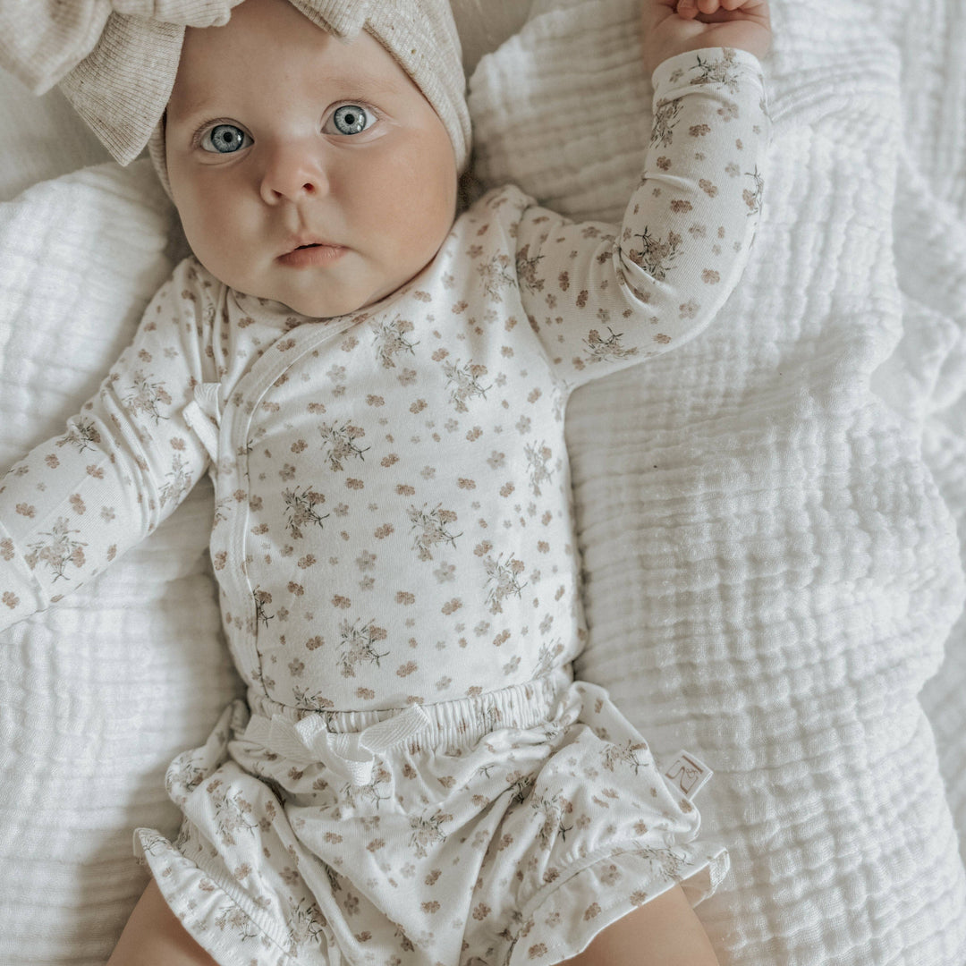 Bamboo/Organic Cotton Kali Bodysuit - Vanilla Bouquet