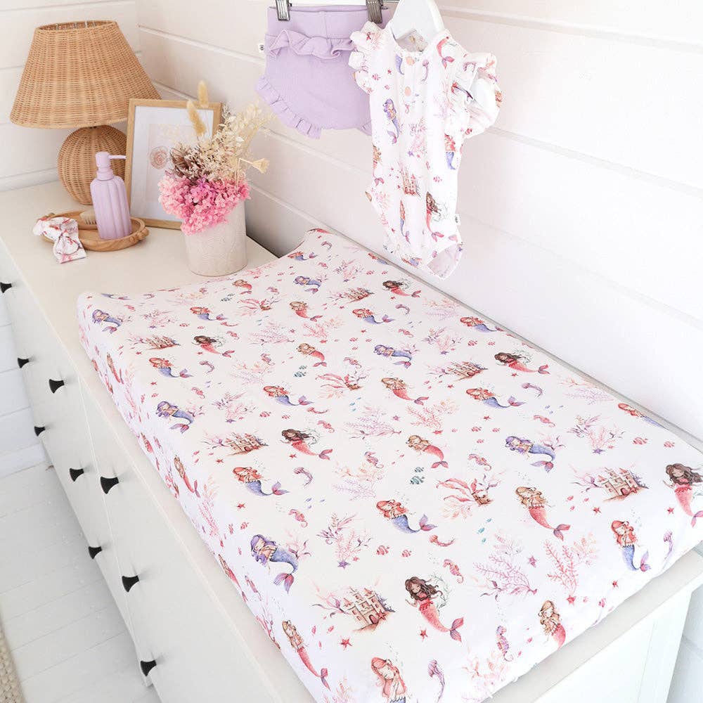 Mermaid Organic Bassinet Sheet / Change Pad Cover