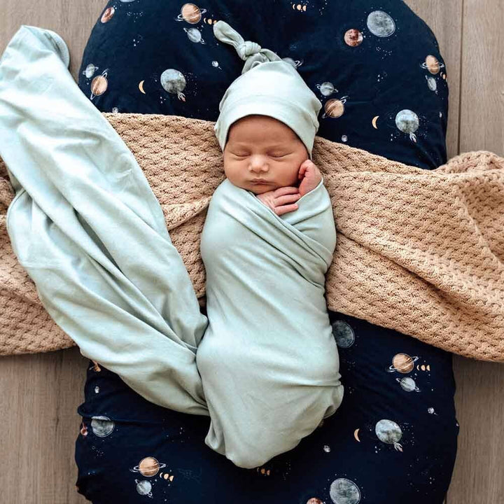 Sage Baby Jersey Wrap & Beanie Set