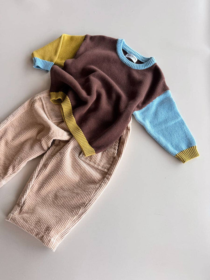 Cotton Knit Jumper  | Brown/Blue/Green