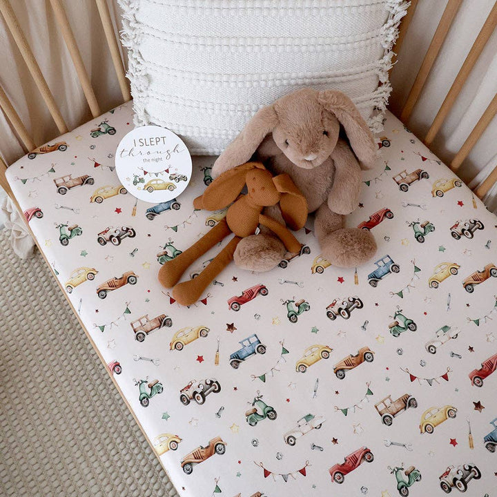 Vintage Cars Organic Fitted Cot Sheet