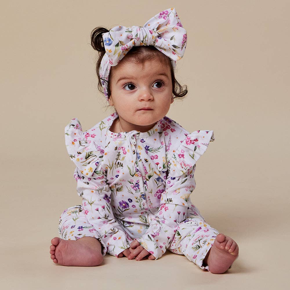 Gracie Organic Snugglesuit Convertible Romper with Frill