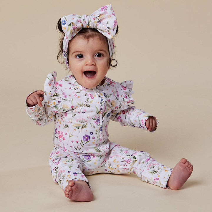 Gracie Organic Snugglesuit Convertible Romper with Frill