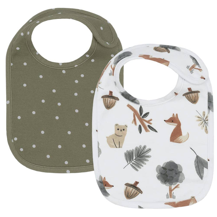 2pk Bibs - Forest Retreat/Olive Dots