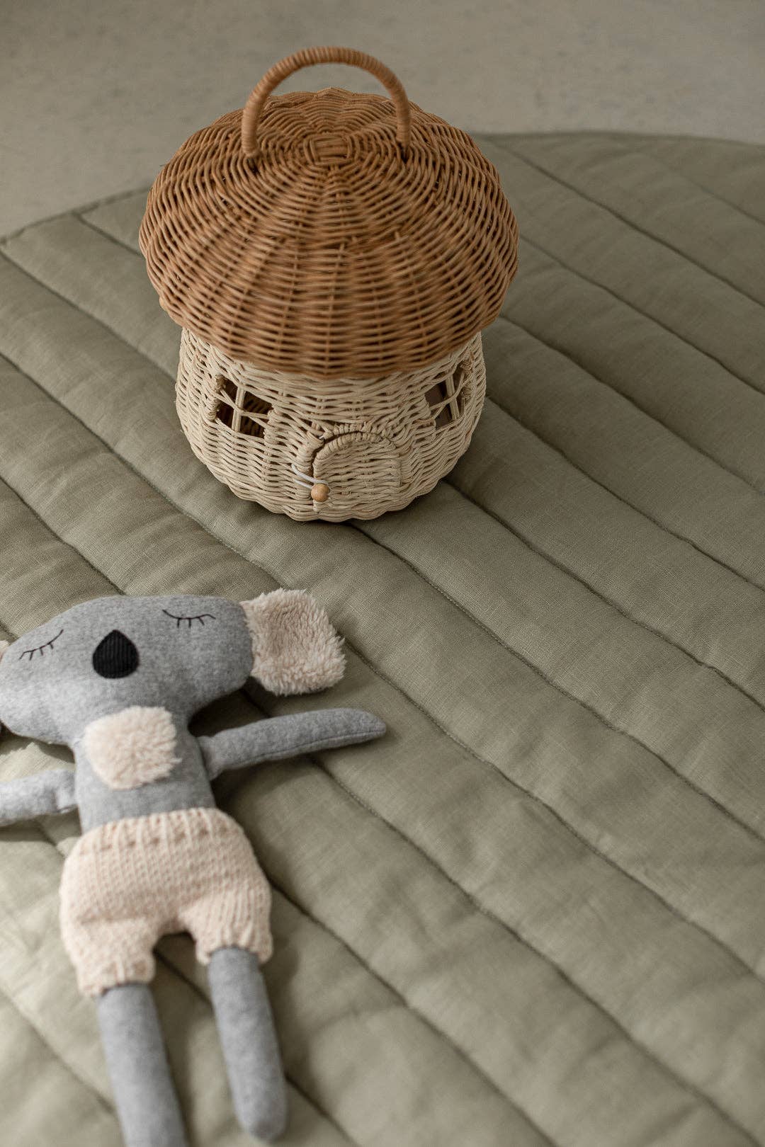 Soft Sage & Pinstripe - French Linen Baby Play Mat