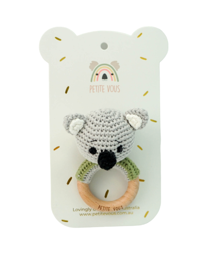 Petite Vous 100% Cotton Crochet Ring Rattle - Ozzie Koala