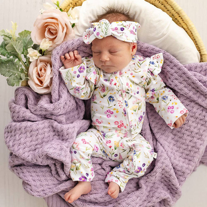 Gracie Organic Snugglesuit Convertible Romper with Frill