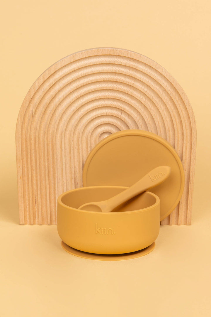 Silicone Suction Bowl with lid + Spoon Set