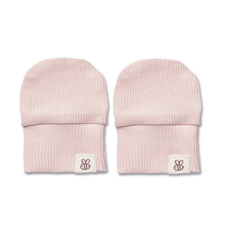 Baby Pink Organic Cotton Rib Mittens