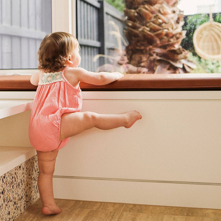 Crochet Woven Sleeveless Romper - Strawberry