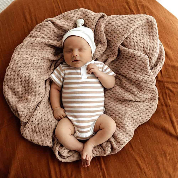 Pebble Stripe Short Sleeve Organic Bodysuit