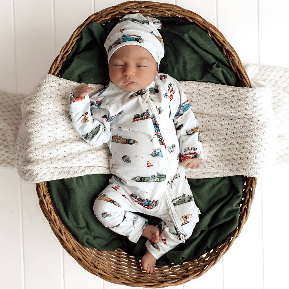 Little Racers Organic Snugglesuit Convertible Romper