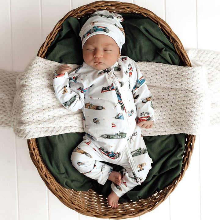 Little Racers Organic Snugglesuit Convertible Romper