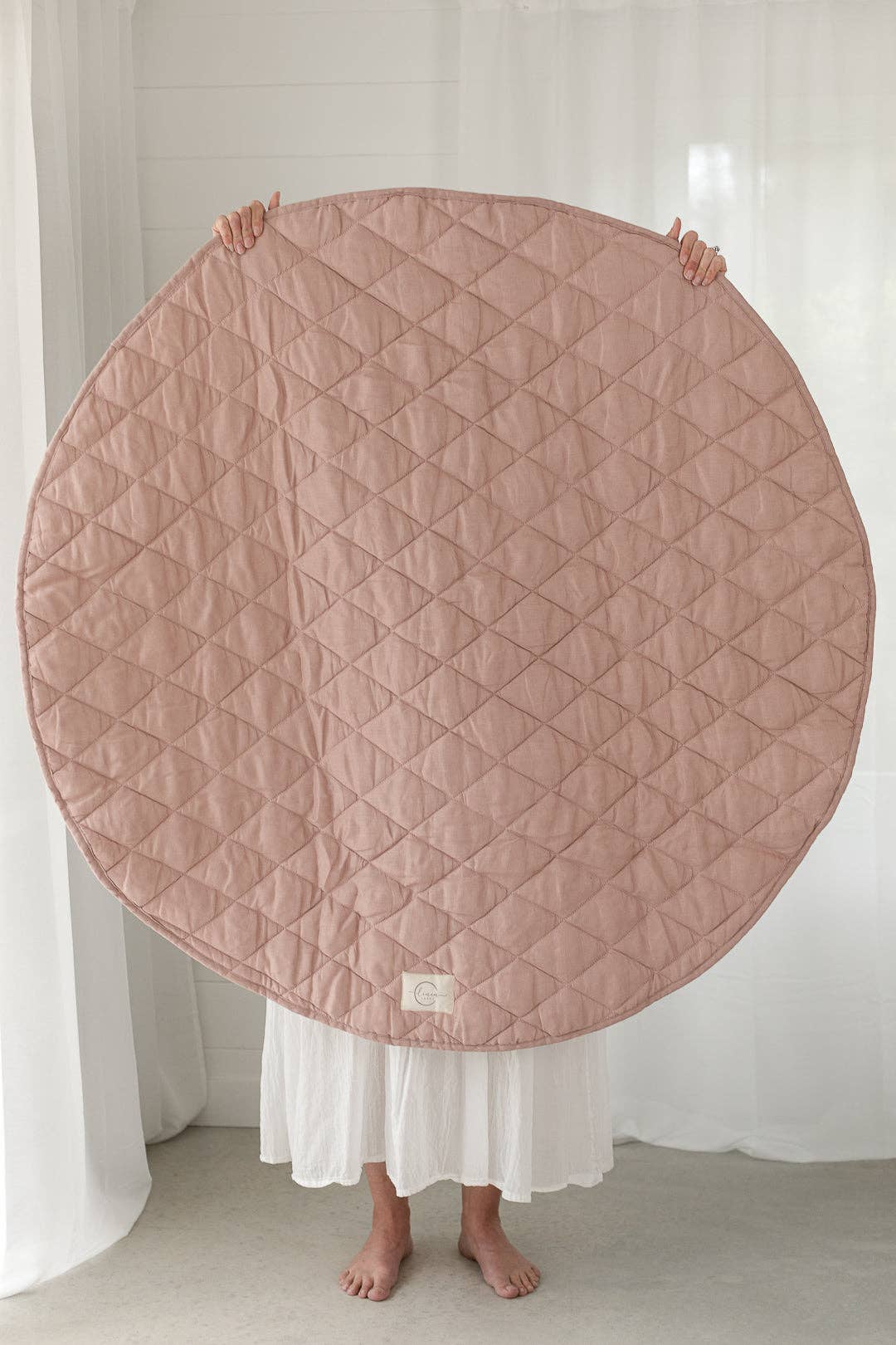 Dusty Rose & Gingham - French Linen Quilted Play Mat