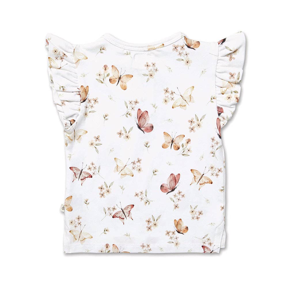 Butterfly Organic Short Sleeve Top with Frill