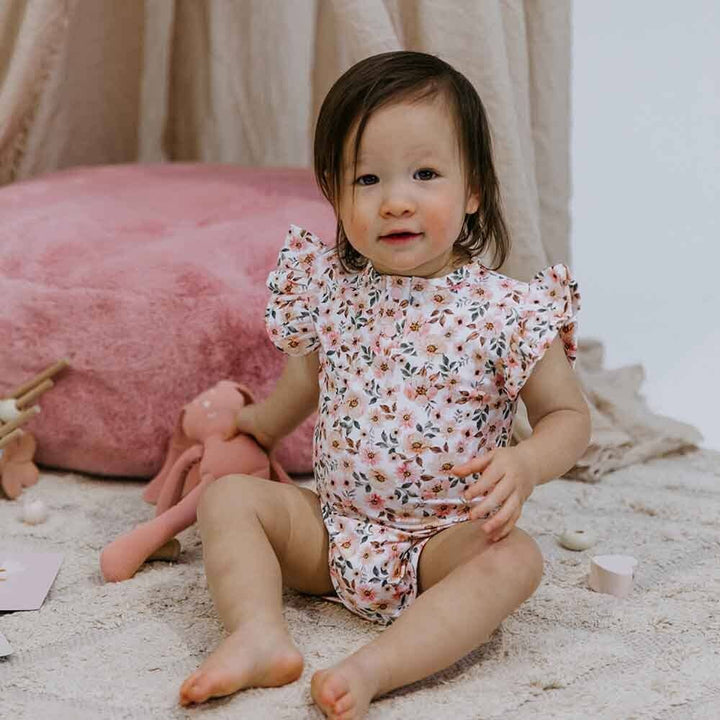 Spring Floral Short Sleeve Organic Bodysuit