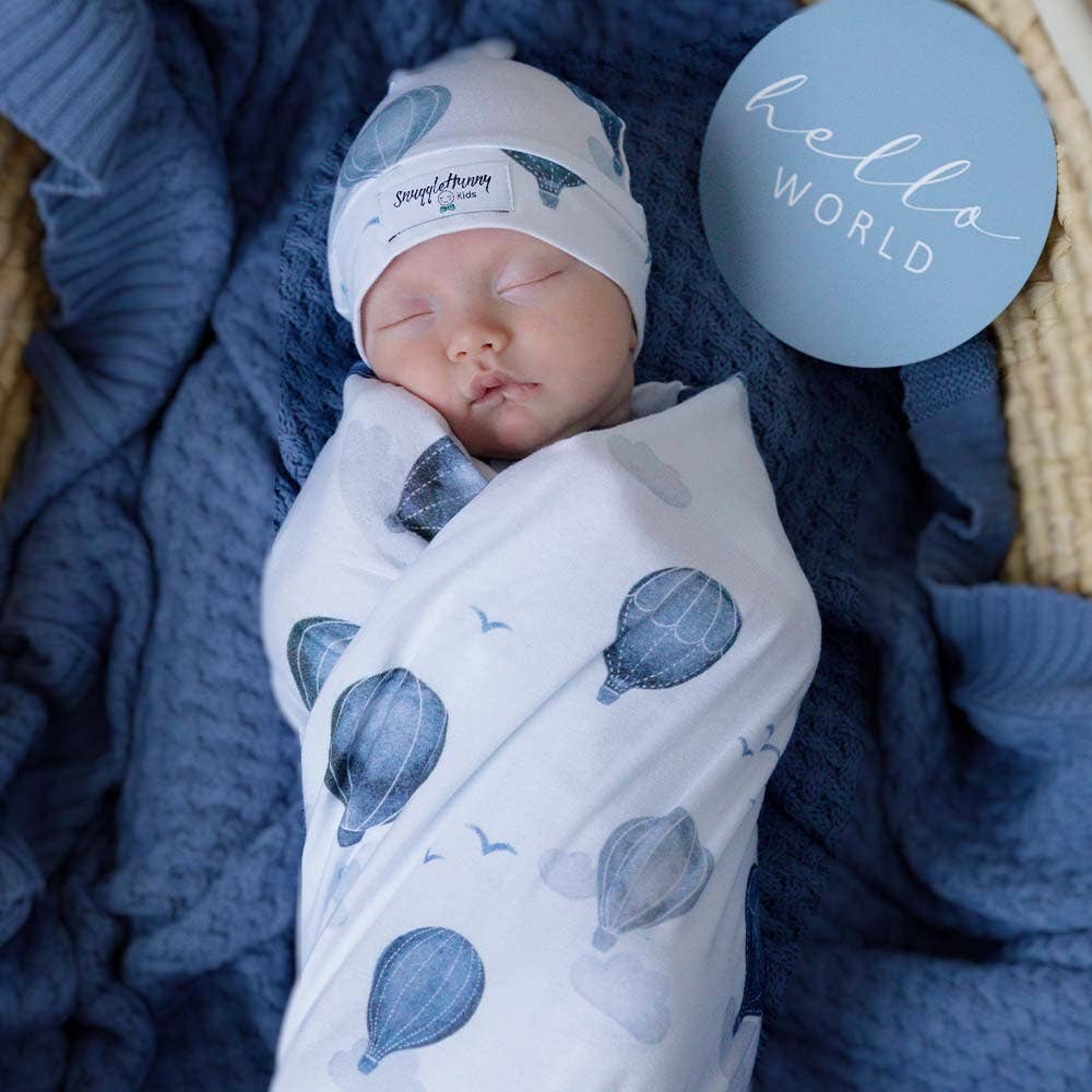 Cloud Chaser Baby Jersey Wrap & Beanie Set