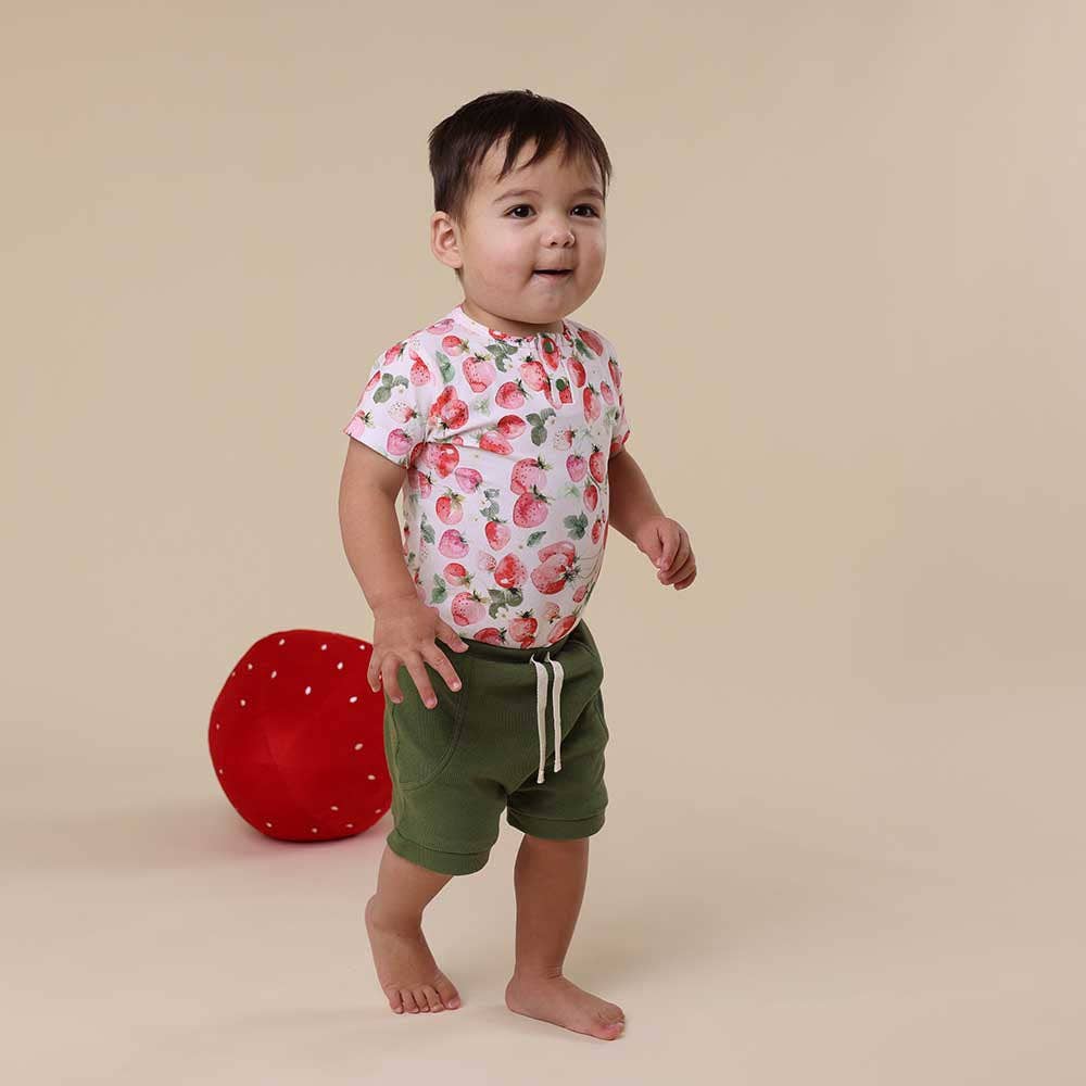 Strawberry Short Sleeve Organic Bodysuit