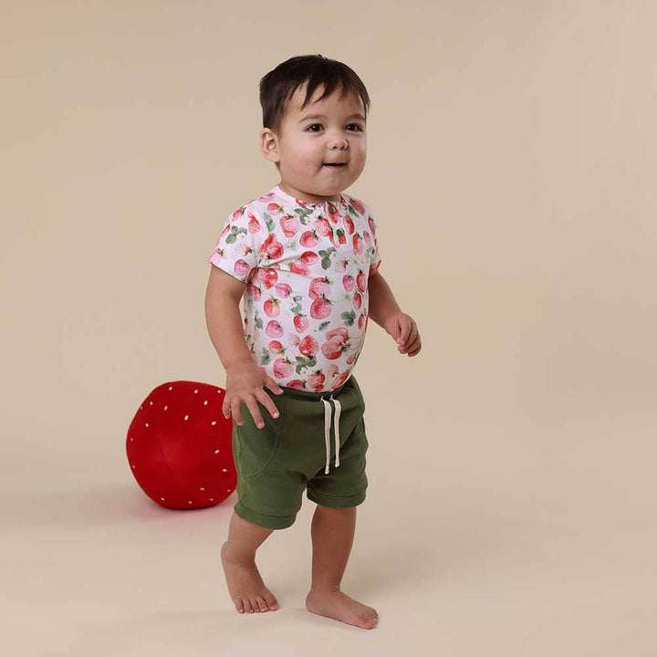 Strawberry Short Sleeve Organic Bodysuit