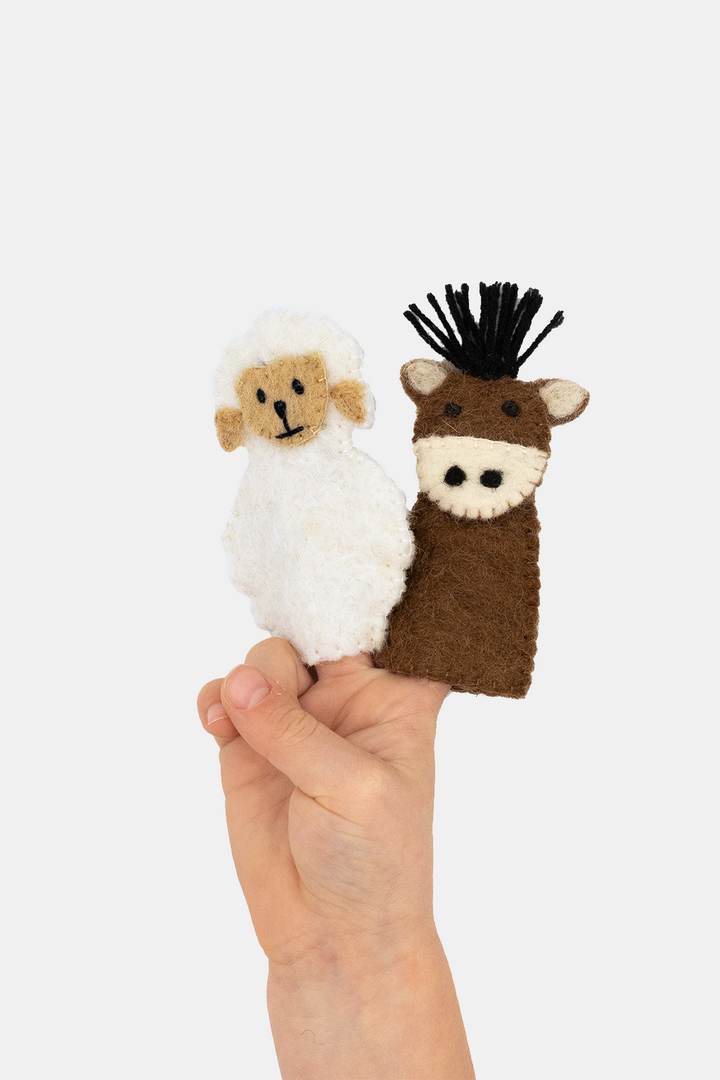 Finger Puppet - Sheep & Donkey (Farm animals) 