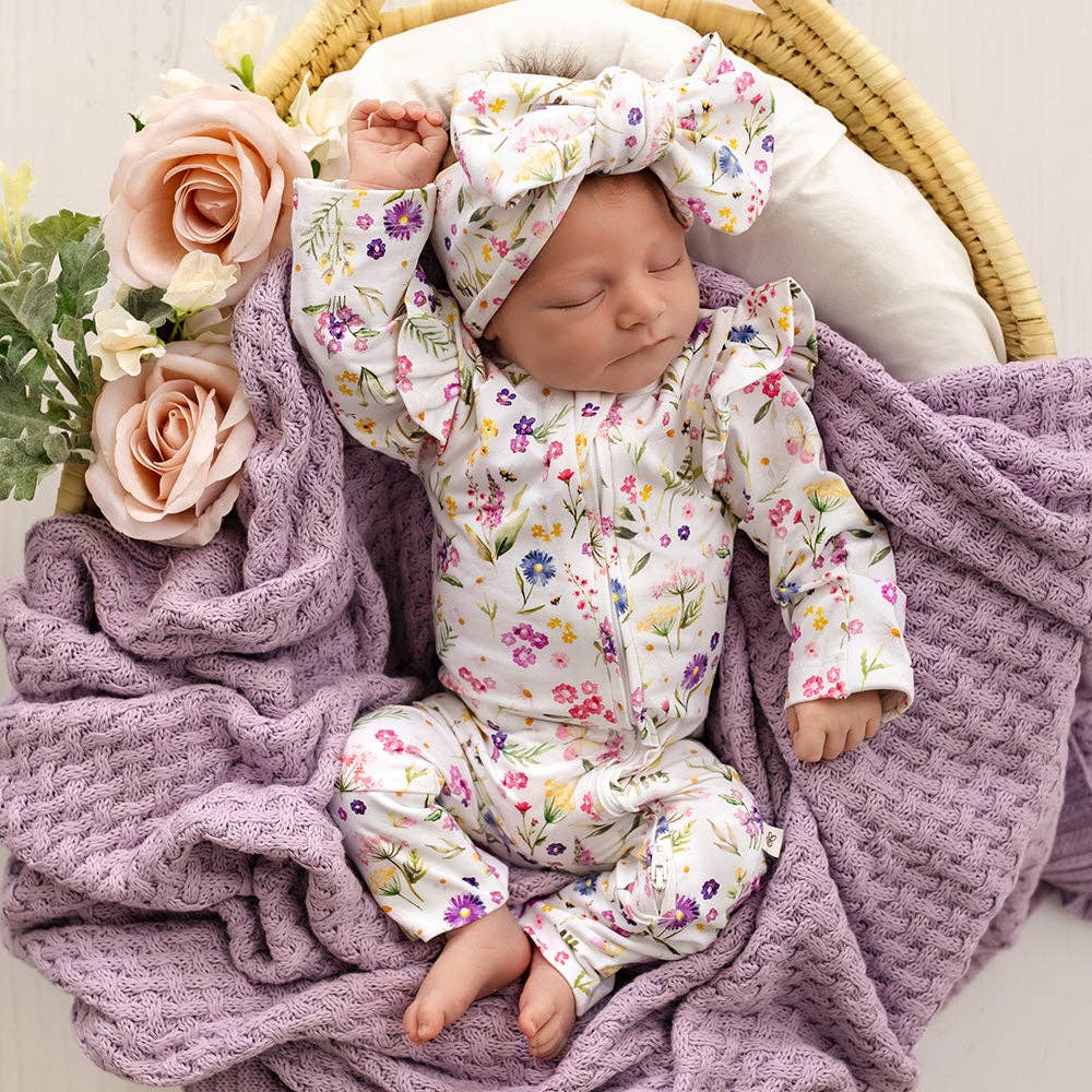 Gracie Organic Snugglesuit Convertible Romper with Frill