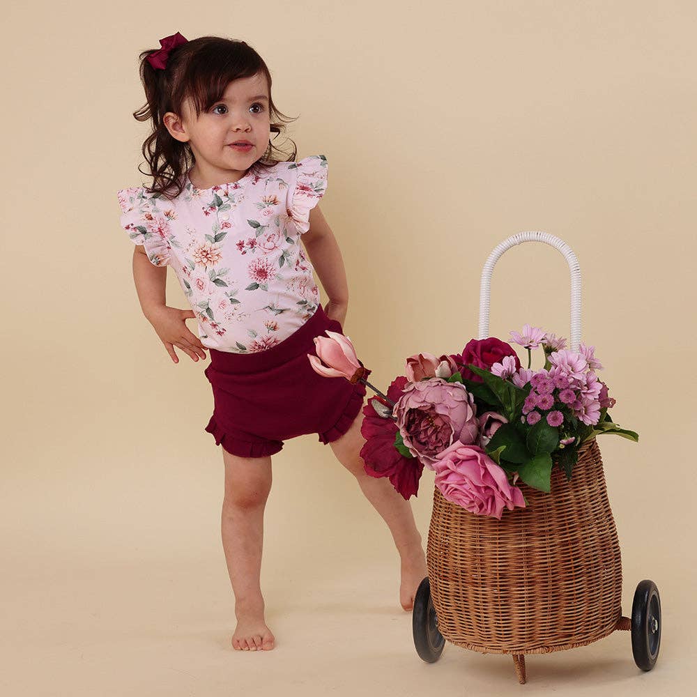 Birds & Blooms Organic Short Sleeve Top with Frill