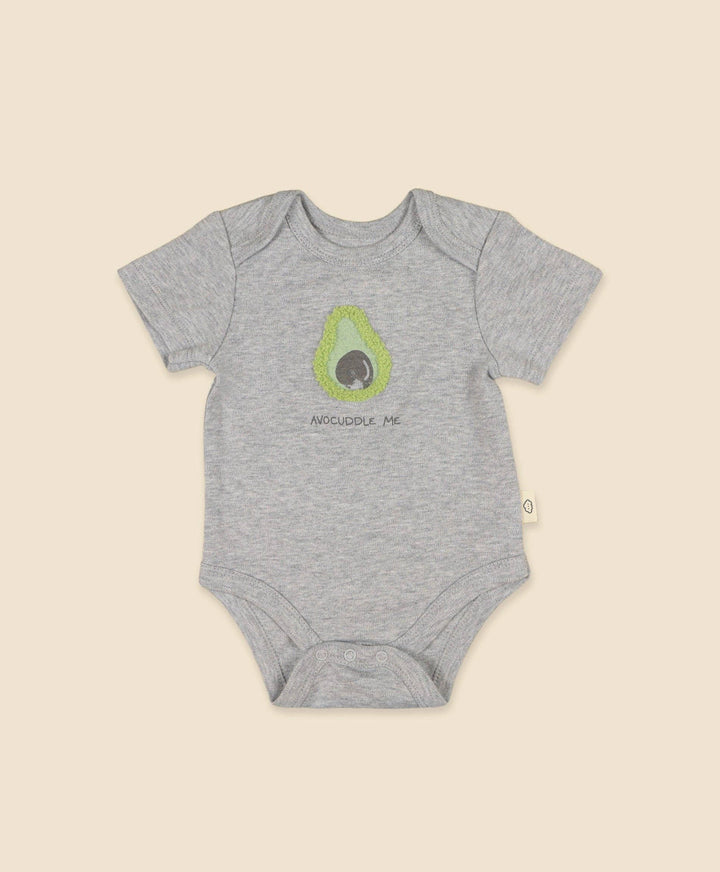 Heather Grey Short Sleeve Bodysuit Baby- Chenille Avocado