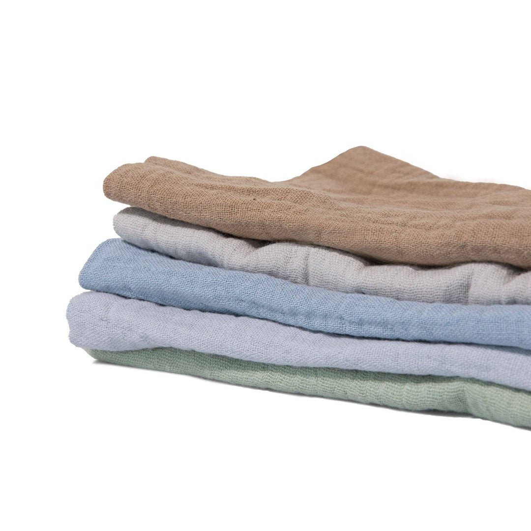Organic Muslin Baby Wash Cloths - Earth and Sky 5 Pack