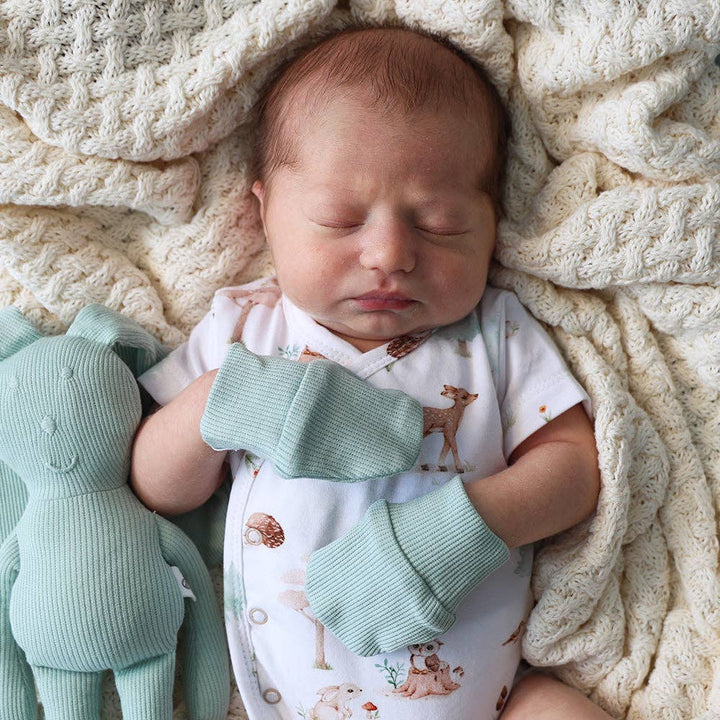 Sage Organic Cotton Rib Mittens