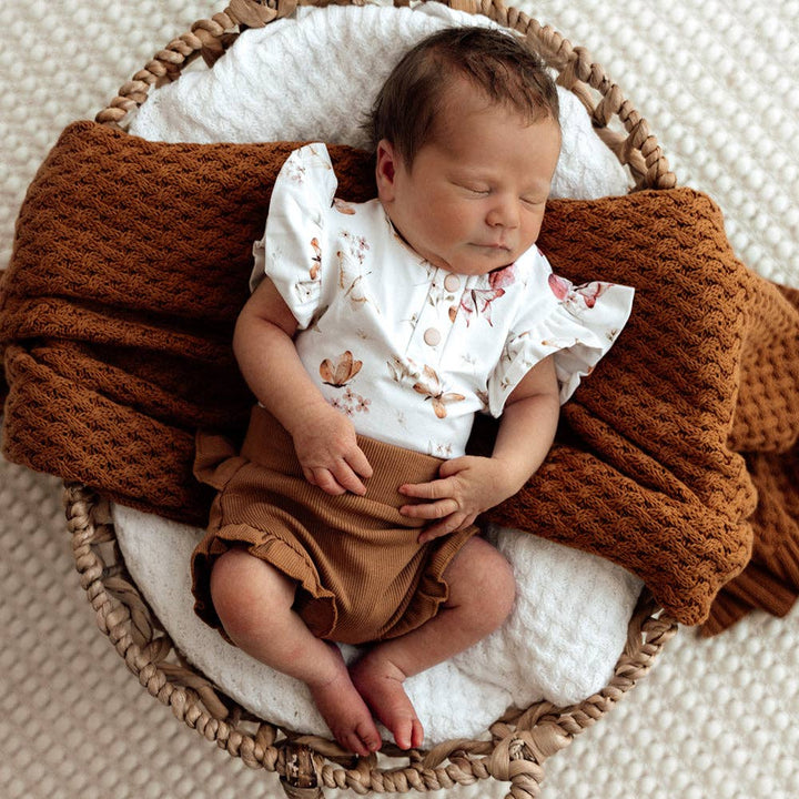 Butterfly Short Sleeve Organic Bodysuit with Frill