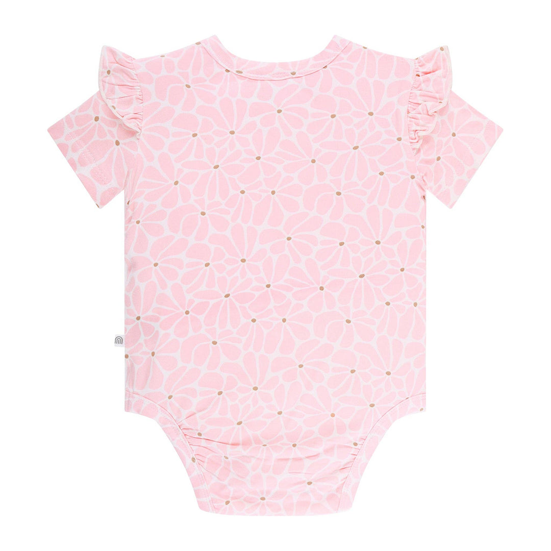 Frilled Short Sleeve Bodysuit - Hibiscus
