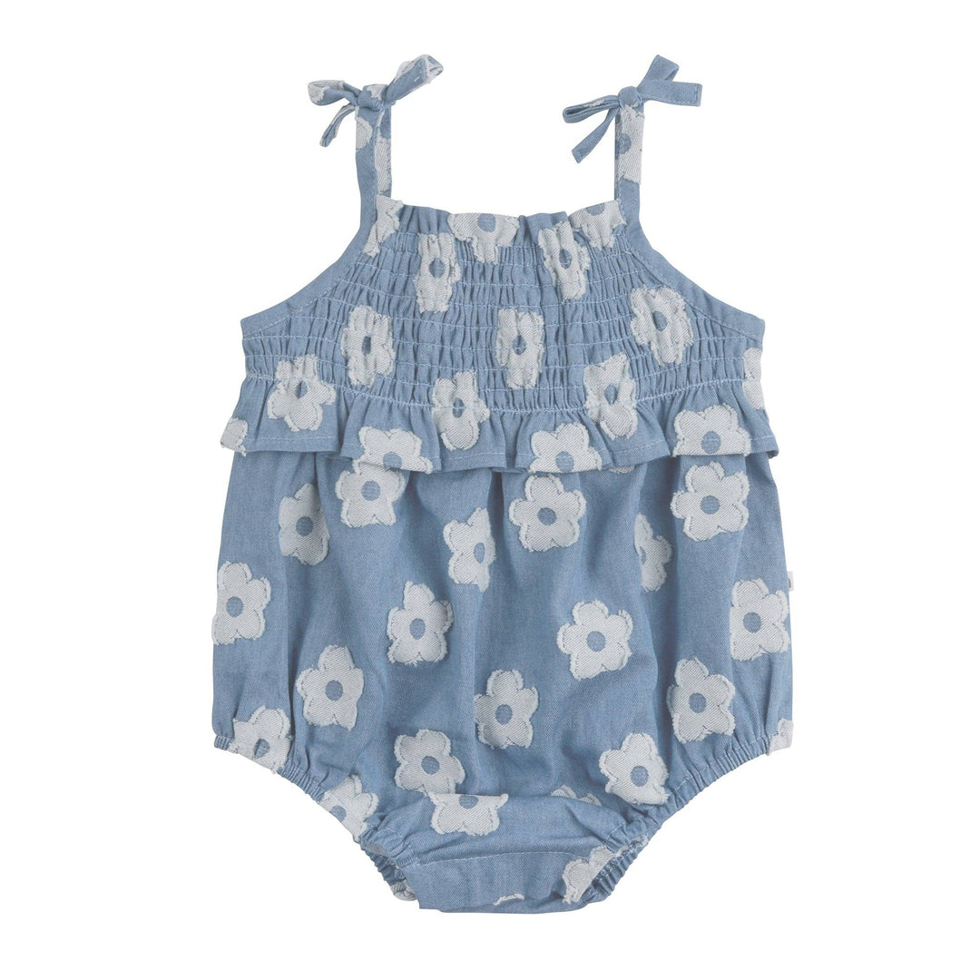Shirred Woven Romper - Chambray