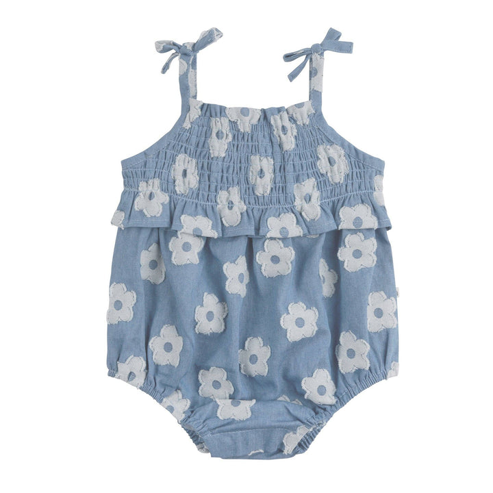 Shirred Woven Romper - Chambray