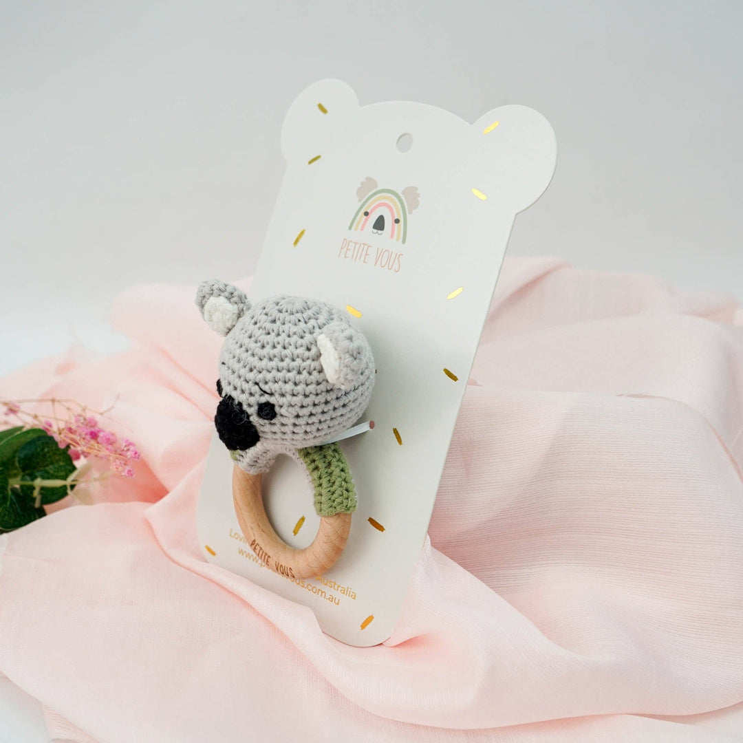 Petite Vous 100% Cotton Crochet Ring Rattle - Ozzie Koala