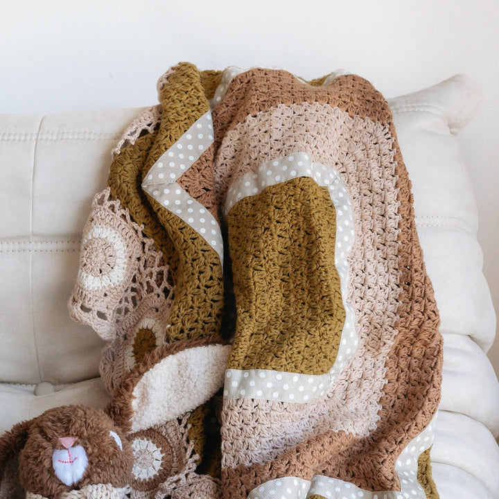 Chocolate Caramel Hand Crochet Blanket