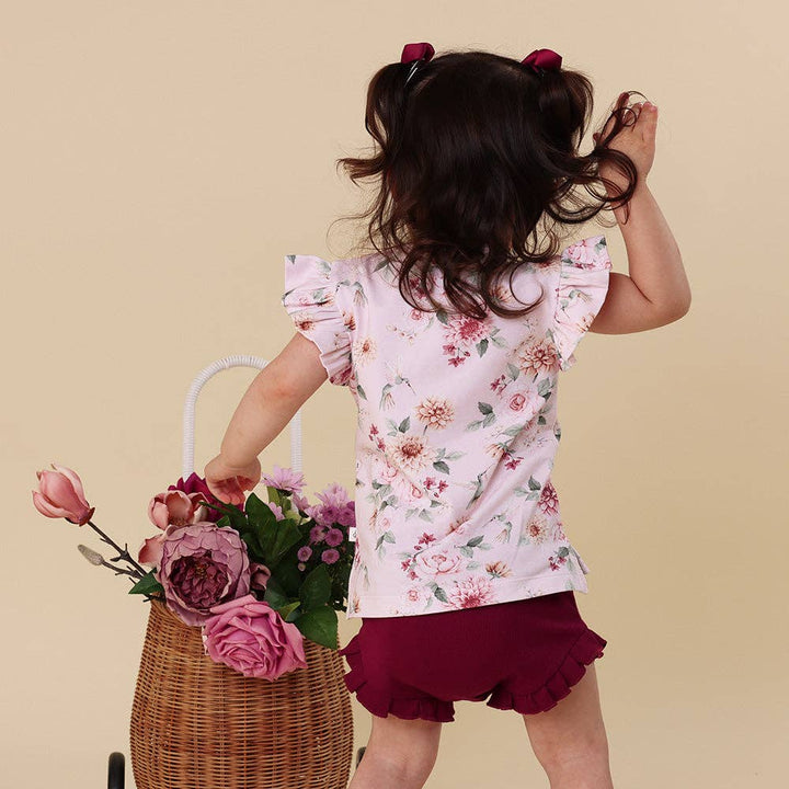 Birds & Blooms Organic Short Sleeve Top with Frill