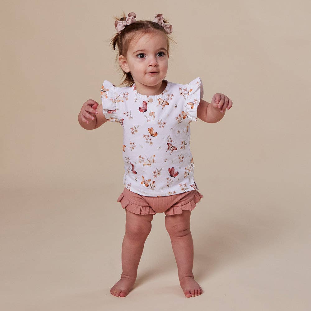 Butterfly Organic Short Sleeve Top with Frill